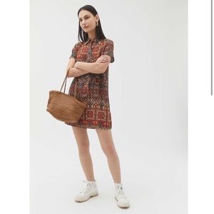 XS UO wismer printed mini shirt dress urban outfitters tribal